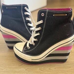 Rock & Candy✨  Goldluxe Wedge High Heel Sneakers Size 8 Black Pink White Gray✨
